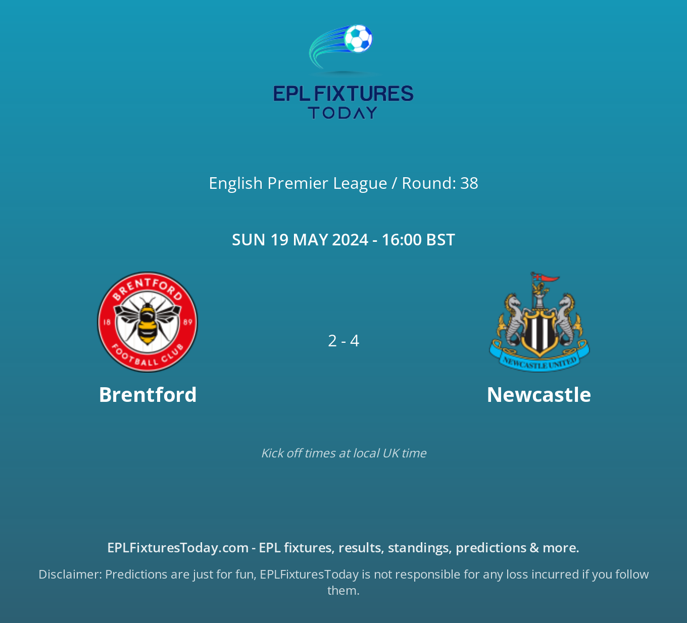 Sun 19 May 2024 Brentford vs Newcastle